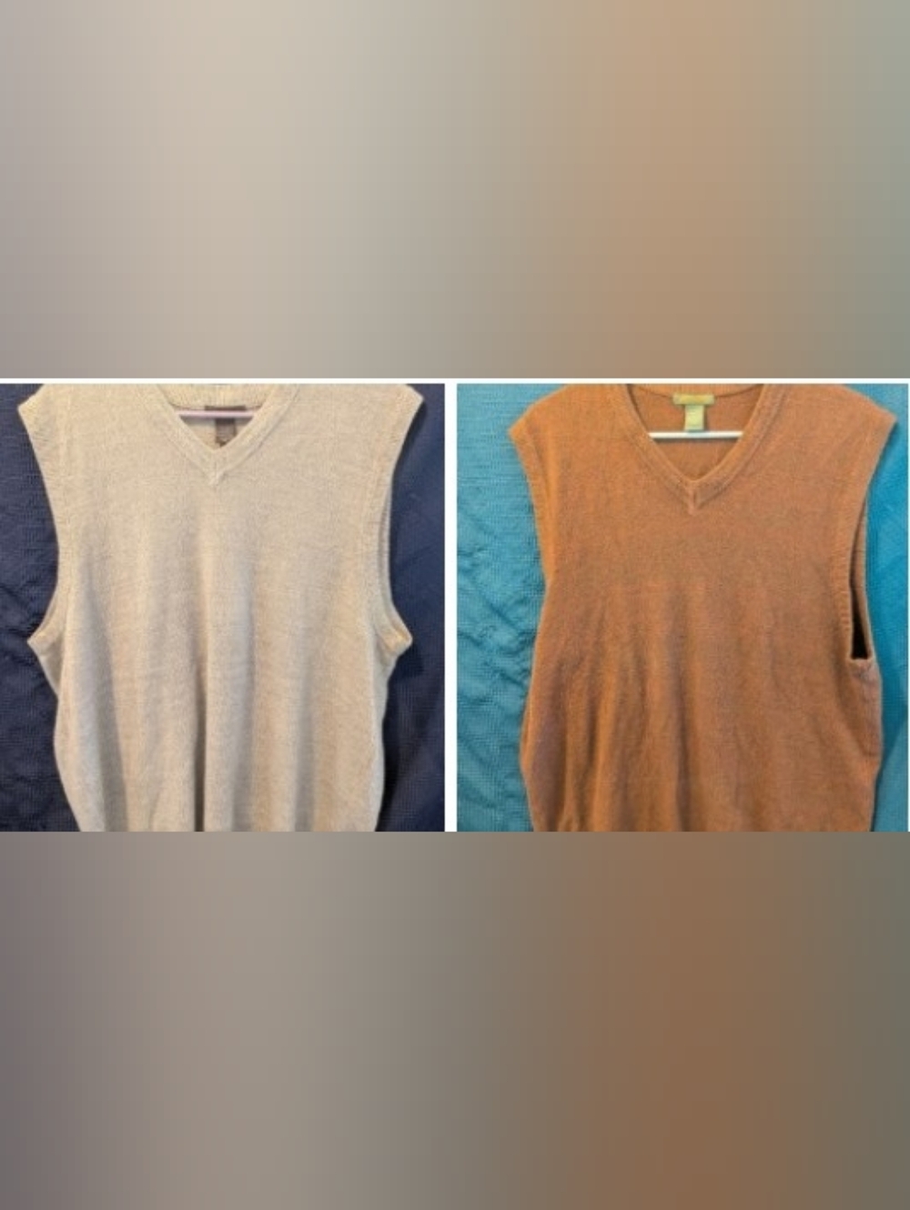 Lot Of 2 Docker's Men's V-Neck Knit Sweater Vest - Light Beige And Terracotta XL